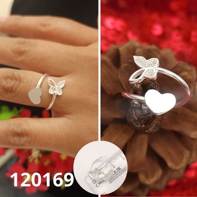 ANILLO DE PLATA 925 CORAZON Y MARIPOSA