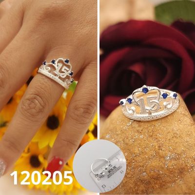 ANILLO DE PALTA 925 QUINCE AÑOS PIEDRA AZUL