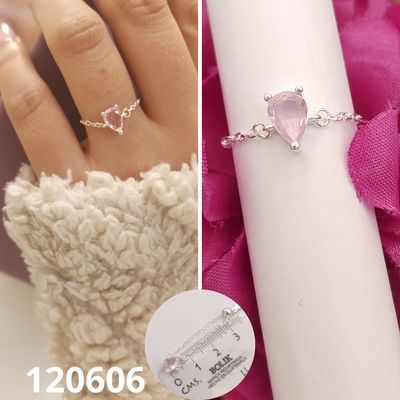 ANILLO DE PLATA 925 CORAZON ROSADO AJUSTABLE