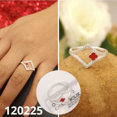 ANILLO DE PLATA 925 TREBOL ROJO