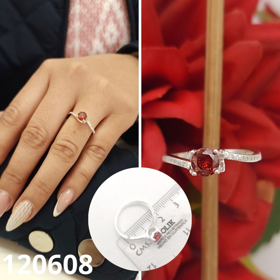 ANILLO DE PLATA 925 ROJO