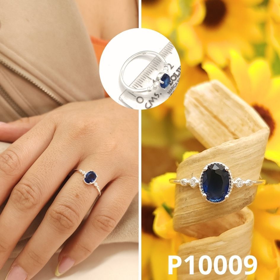 ANILLO DE PLATA 925 OVALO AZUL