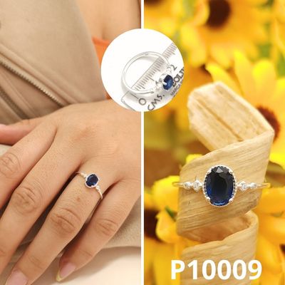 ANILLO DE PLATA 925 OVALO AZUL