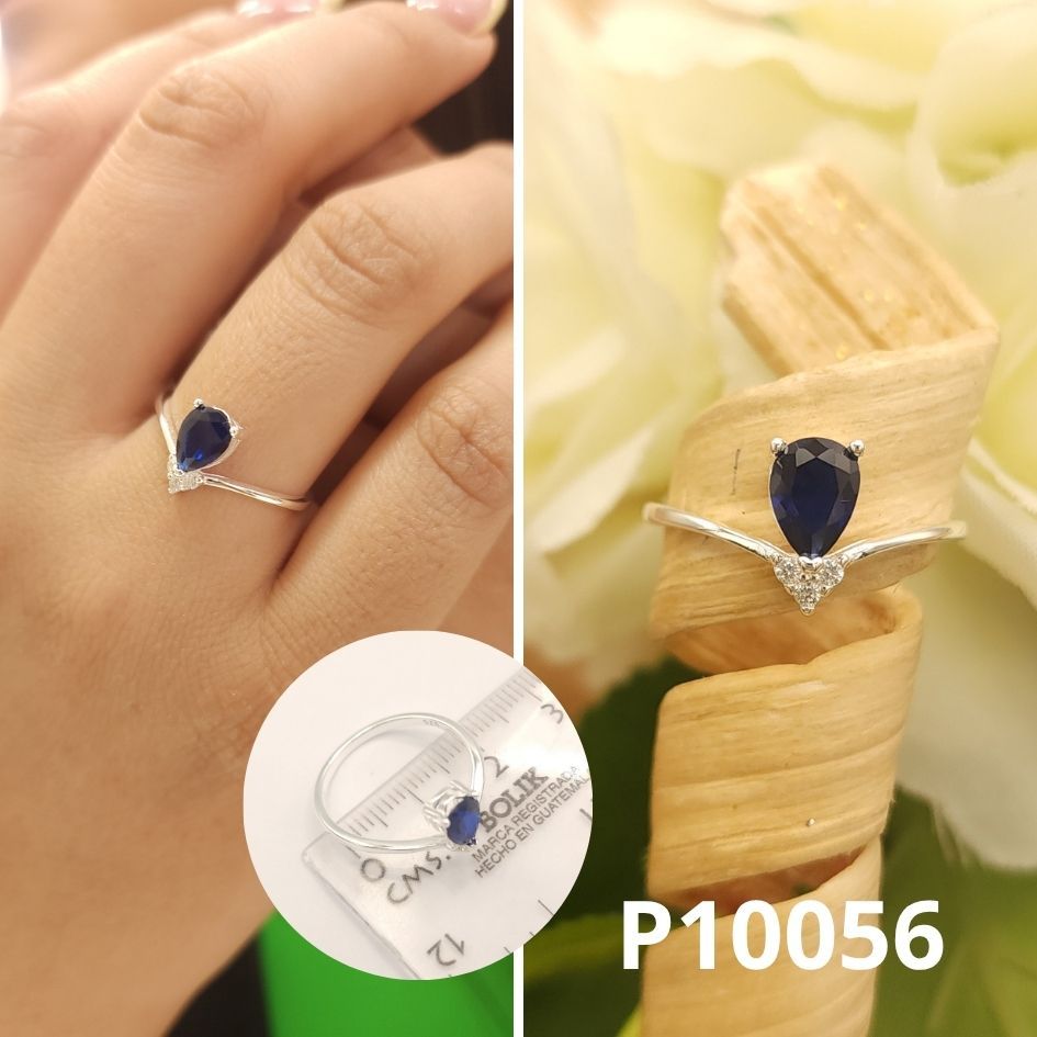 ANILLO DE PLATA 925 GOTA AZUL