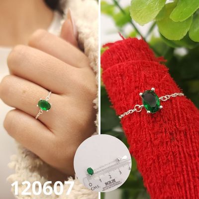 ANILLO DE PLATA 925 GOTA VERDE AJUSTABLE