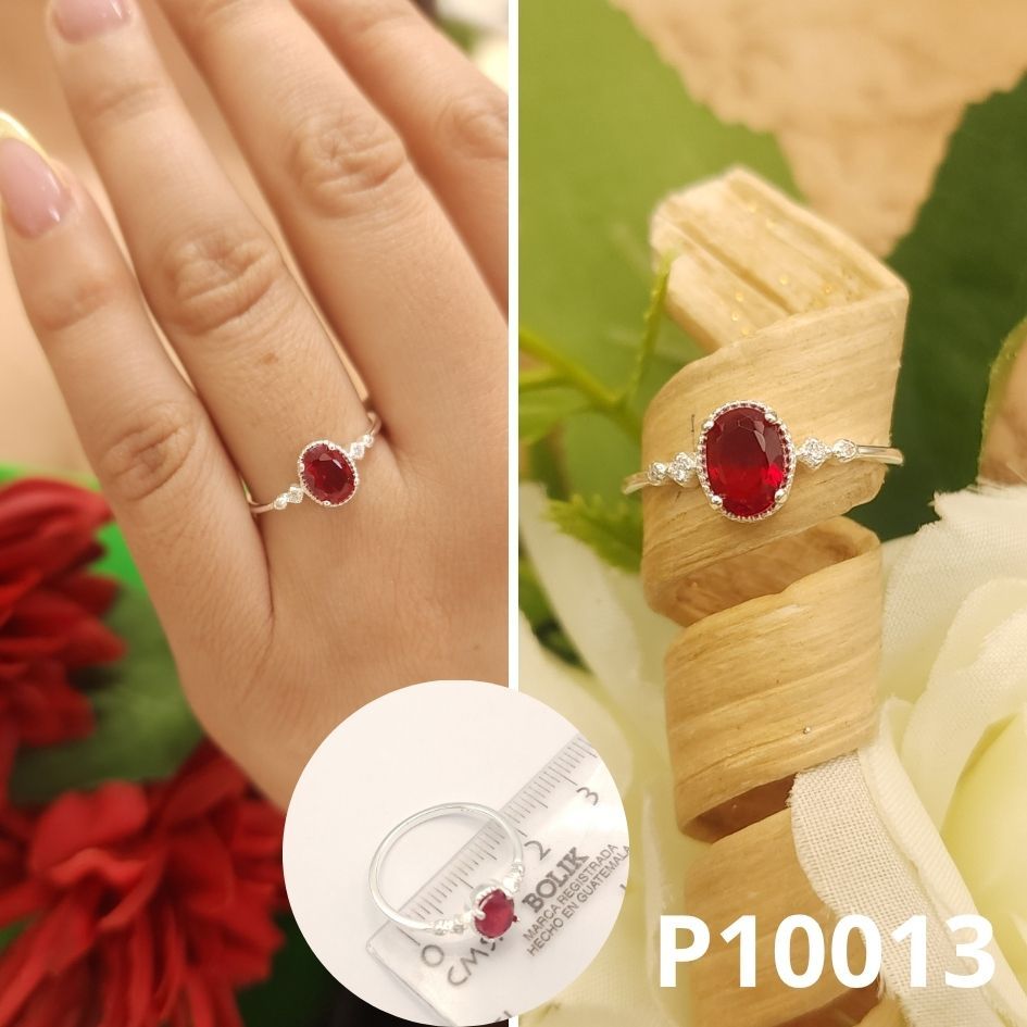 ANILLO DE PLATA 925 OVALO ROJO