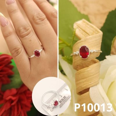 ANILLO DE PLATA 925 OVALO ROJO