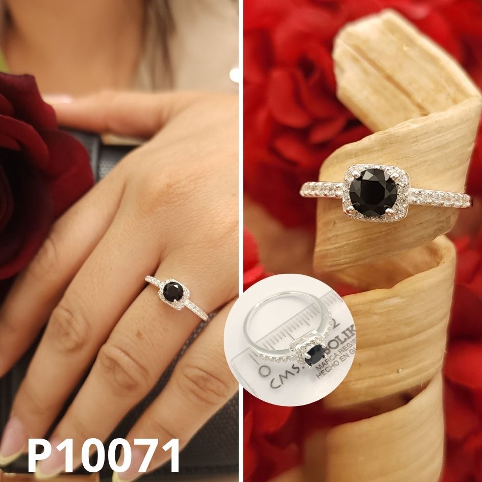 ANILLO DE PLATA 925 CUADRADO NEGRO