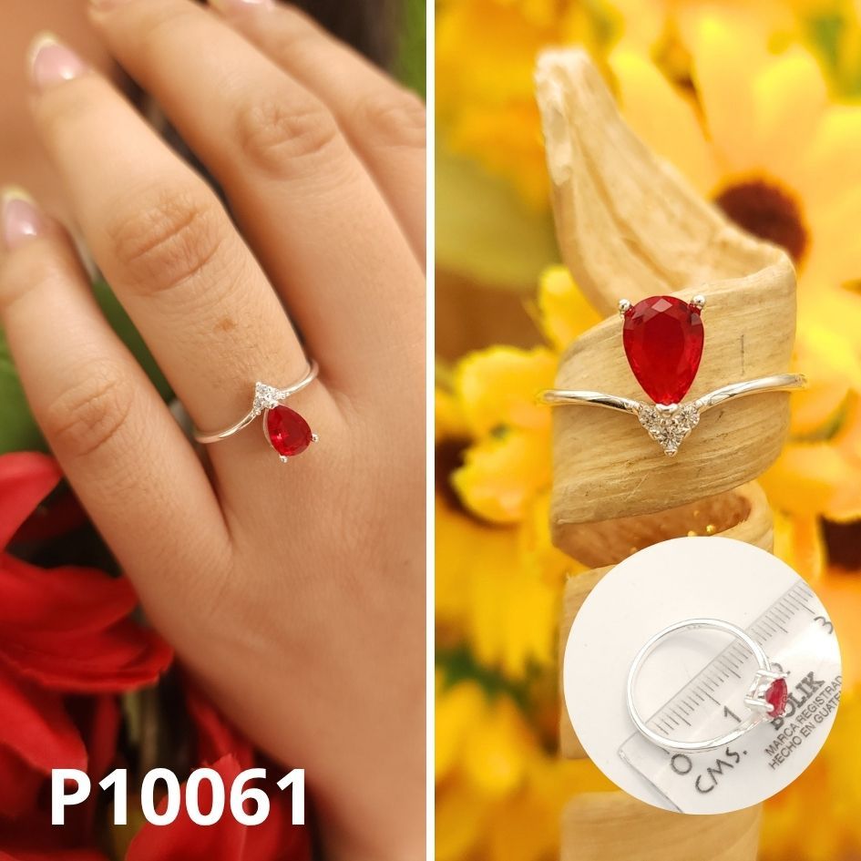 ANILLO DE PLATA 925 GOTA ROJA