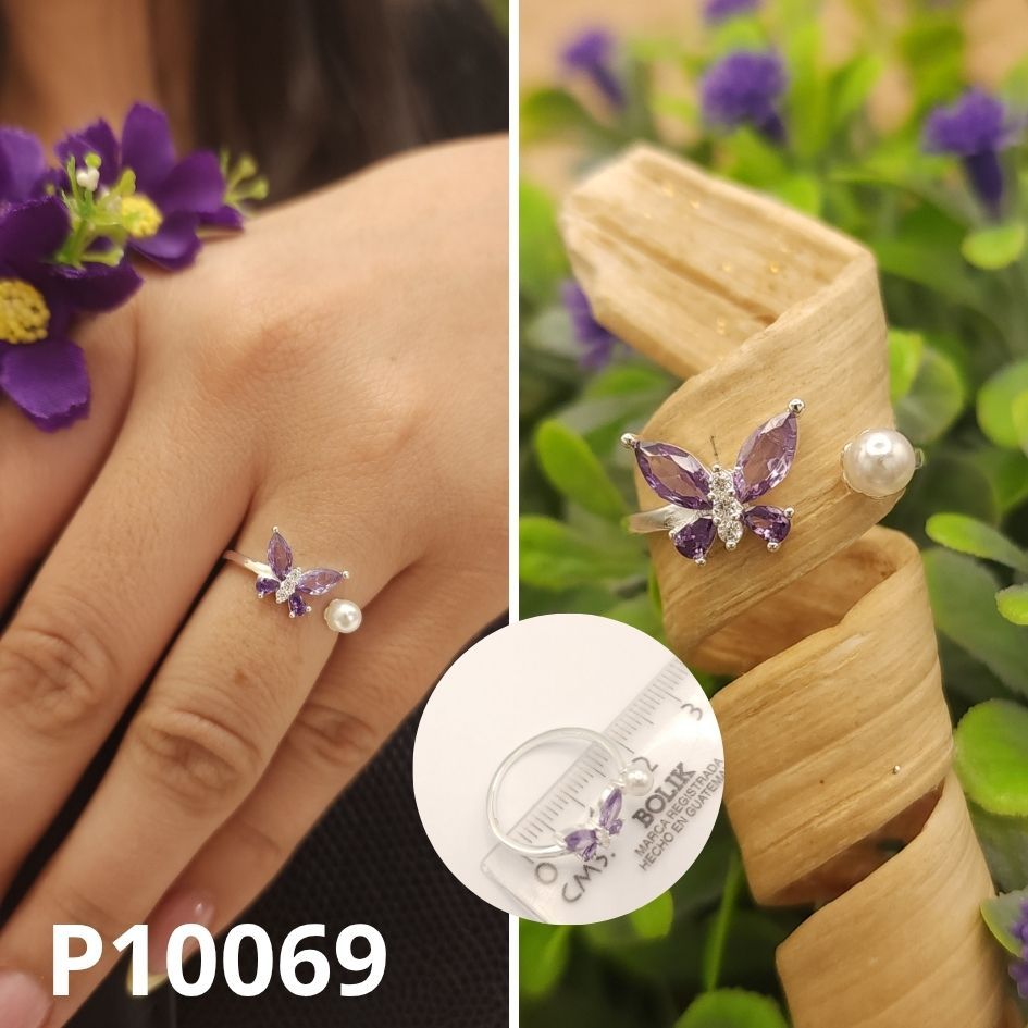 ANILLO DE PLATA 925 MARIPOSA MORADA