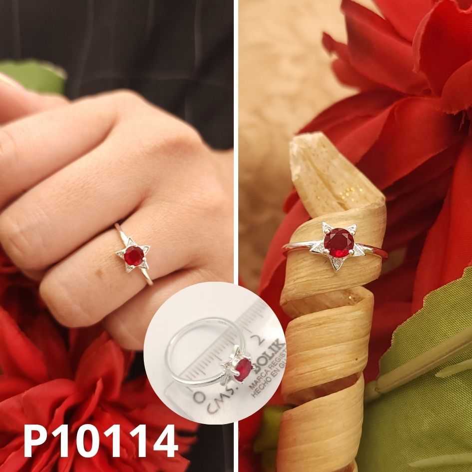 ANILLO DE PLATA 925 ESTRELLA ROJA