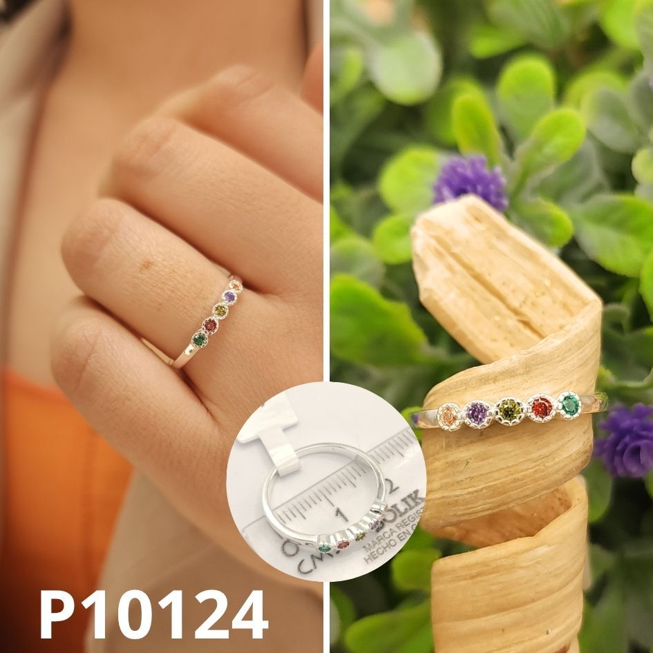 ANILLO DE PLATA 925 PUNTOS DE LUZ DE COLORES