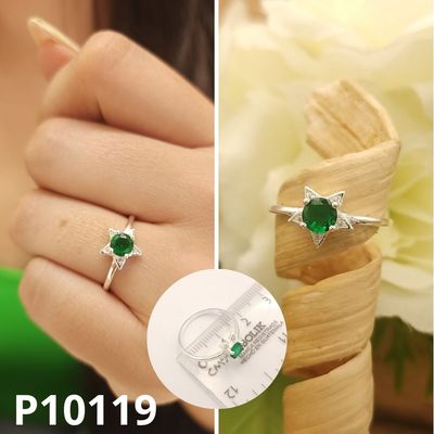 ANILLO DE PLATA 925 ESTRELLA VERDE