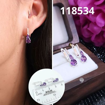 ARETES DE PLATA 925 CIRCONIAS MORADO