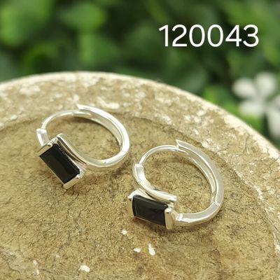 ARGOLLAS DE PLATA 925 HUGGIES ROMBO NEGRO