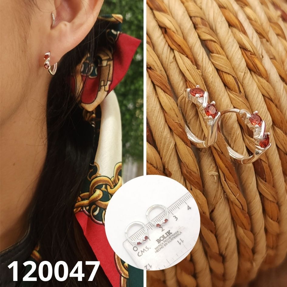ARETES DE PLATA 925 HUGGIES ROJO 1.3CM