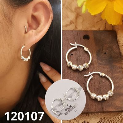 ARGOLLAS DE PLATA 925 CON BOLITAS DIAMANTADAS 15MM
