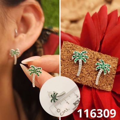 ARETES DE PLATA 925 PALMERA CIRCONIAS