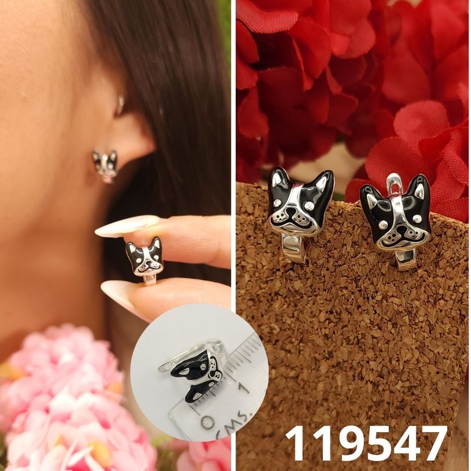 ARETES DE PLATA 925 PERRITO 1.5CM