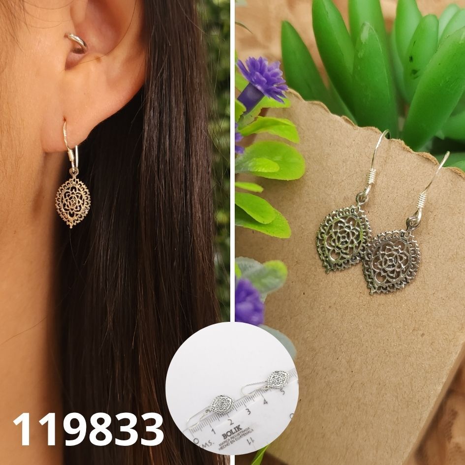 ARETES DE PLATA 925 GOTA MANDALA 3CM