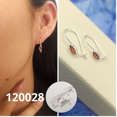 ARETES DE PLATA 925 PUNTO DE LUZ ROJO 1.7CM