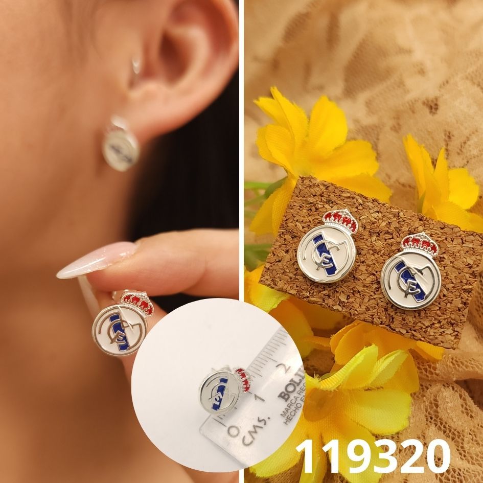 ARETES DE PLATA 925 REAL MADRID 1.4CM