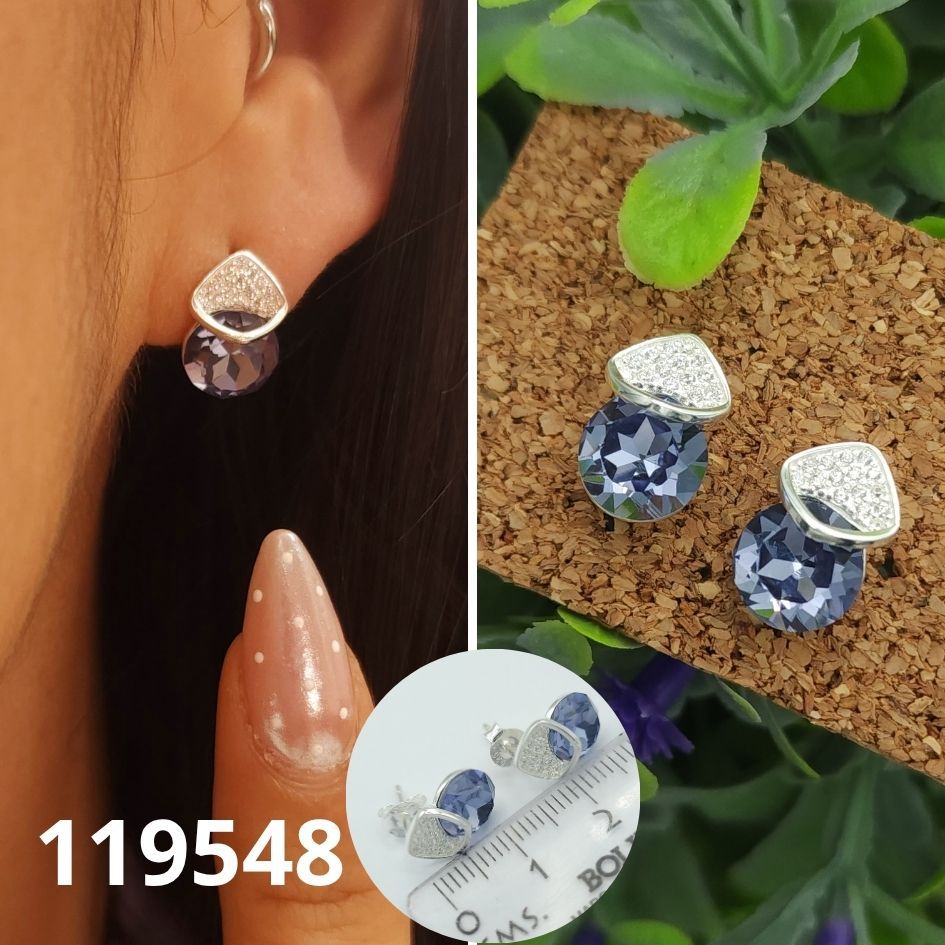 ARETES DE PLATA 925 PIEDRA TORNASOL 1.5CM