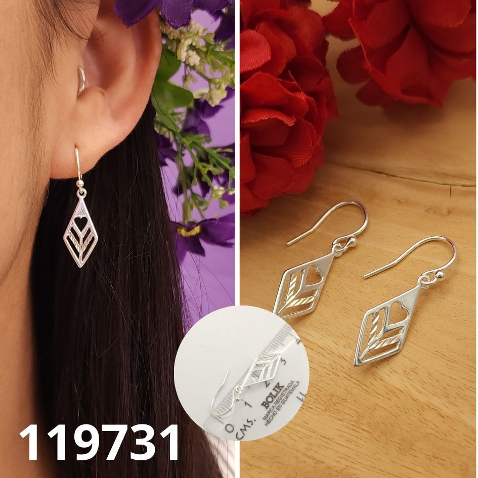 ARETES DE PLATA 925 ROMBO DE TRABADOR