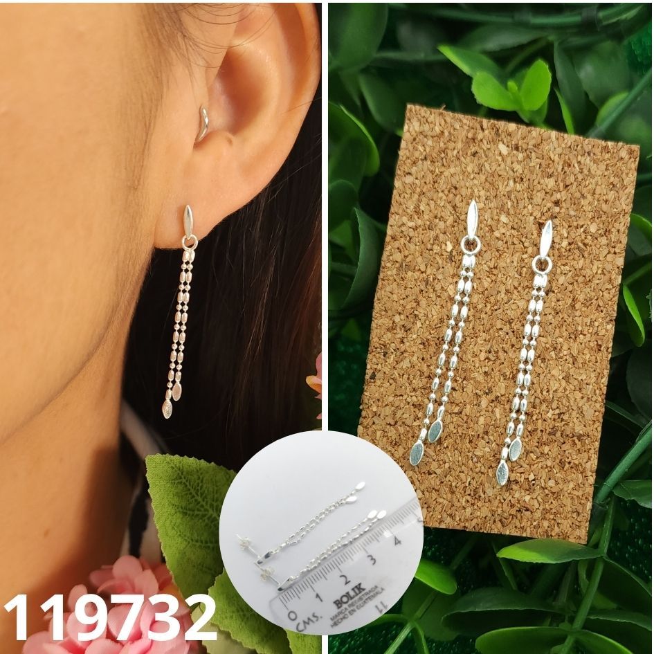 ARETES DE PLATA 925 LARGO 4.5 CM