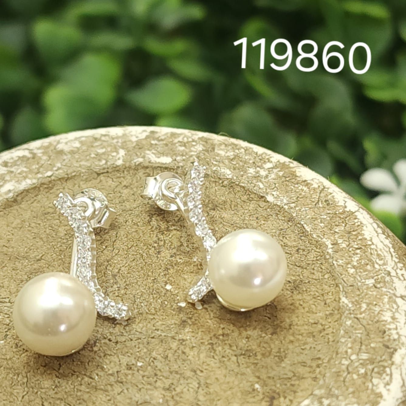 ARETES DE PLATA 925 CIRCONIAS Y PERLAS 2.1CM