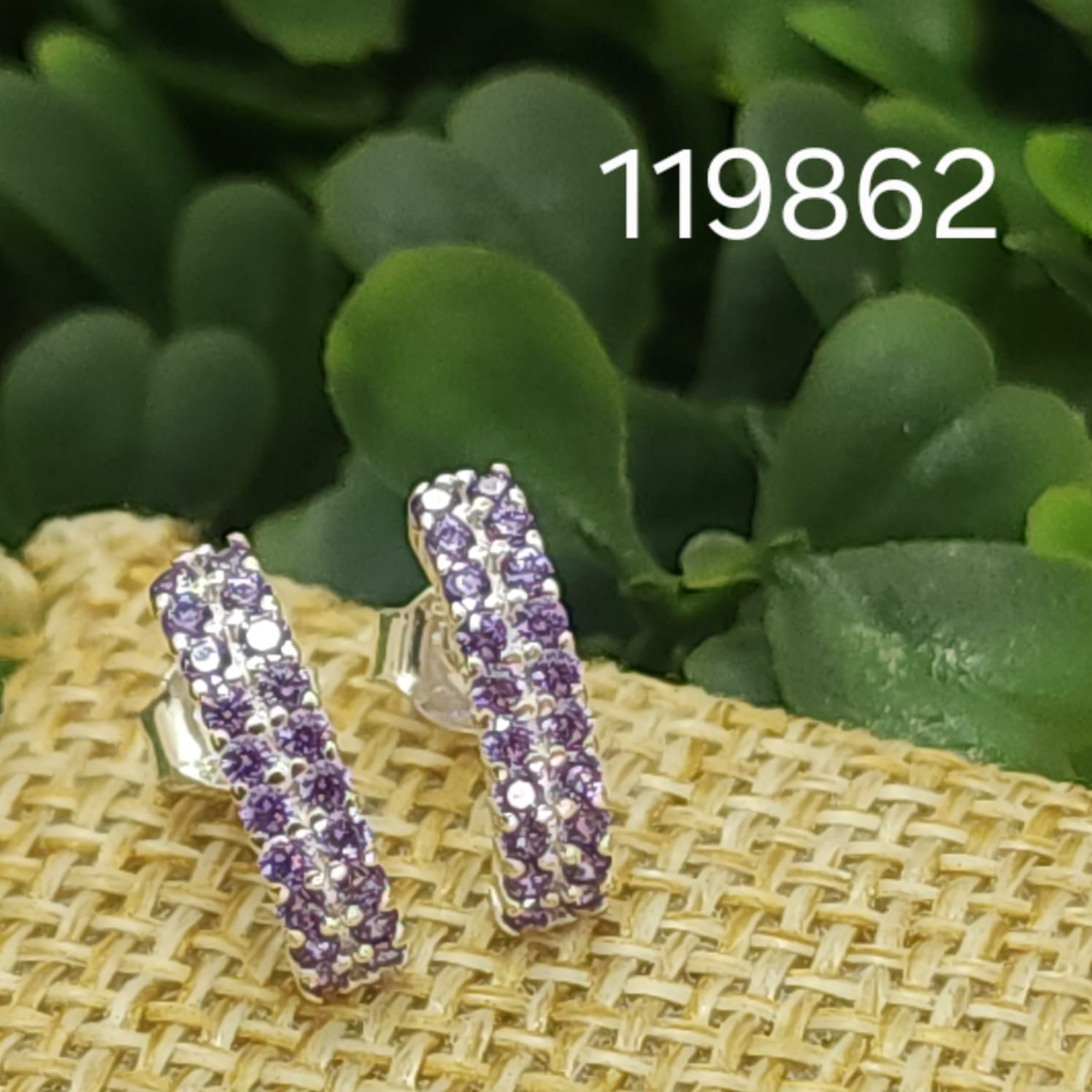 ARETES DE PLATA 925 MORADOS 1.2CM X 3MM