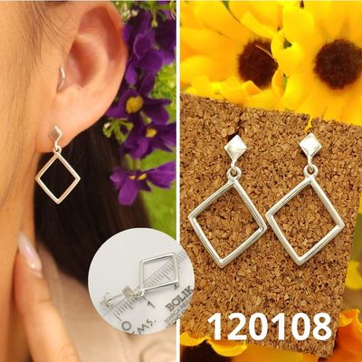 ARETES DE PLATA 925 ROMBOS 2.5CM LARGO