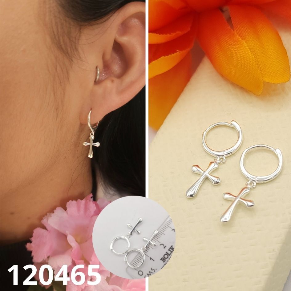ARGOLLAS DE PLATA 925 HUGGIES CRUZ