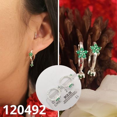 ARGOLLAS DE PLATA 925 ESTRELLA VERDE CON GOTA