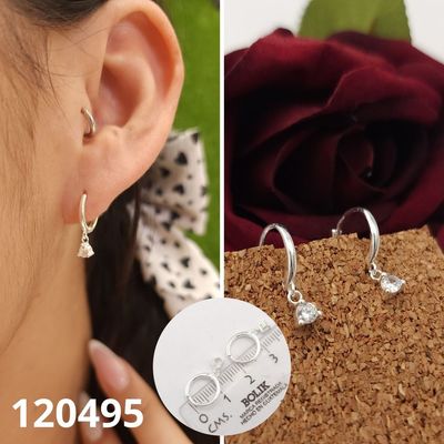 ARETES DE PLATA 925 HUGGIES CON PUNTO DE LUZ
