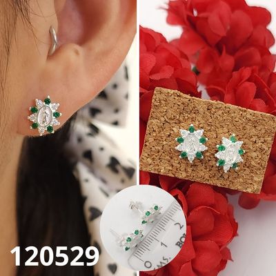 ARETES DE PLATA 925 VIRGEN PIEDRAS VERDE