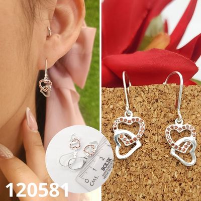 ARETES DE PLATA 925 CORAZON 14MM X 9MM ROJO TRABADOR ESPAÑOL