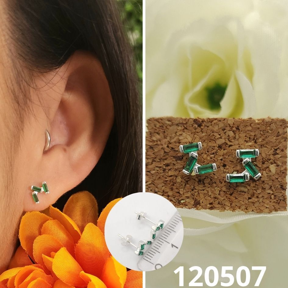 ARETES DE PLATA 925 PIEDRA VERDE