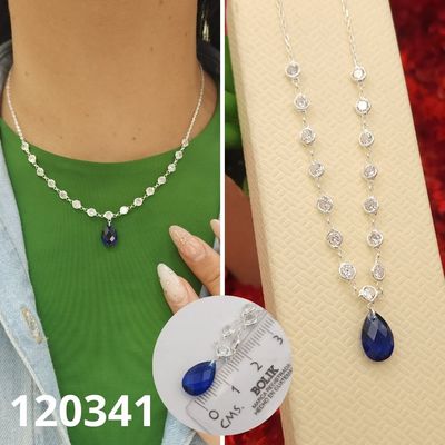GARGANTILLA DE PLATA 925 PIEDRA AZUL 40 A 45CM LARGO