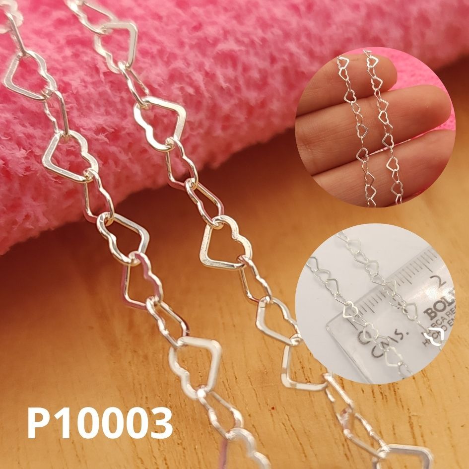 CADENA DE PLATA 925 CORAZONES 50CM LARGO X 3.05MM ANCHO