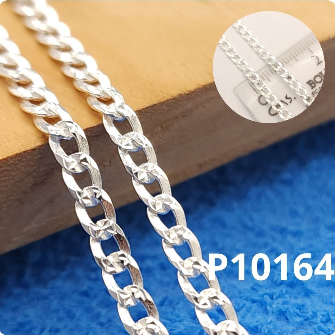 CADENA DE PLATA 925 GRUMETEADA DIAMANTADA 65CM LARGO X 2.84MM ANCHO X 0.79MM GROSOR