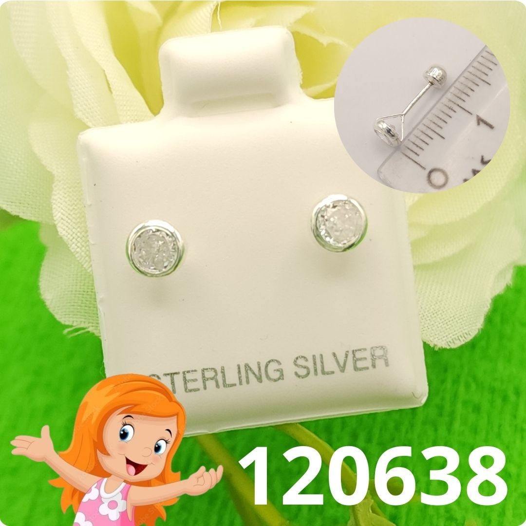 ARETES DE PLATA 925 PUNTO DE LUZ BISELADO 5MM