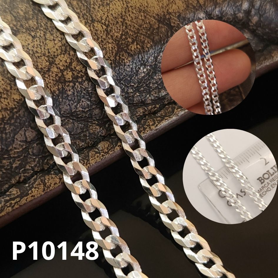 CADENA DE PLATA 925 GRUMETEADA CUBANA 65CM LARGO X 3.08 ANCHO X 0.78MM GROSOR