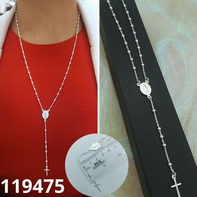 ROSARIO DE PLATA 925 MEDALLA MILAGROSA 60CM LARGO X BOLITAS 3MM ROSARIO DE PLATA 925 MEDALLA MILAGROSA 60CM LARGO X BOLITAS 3MM