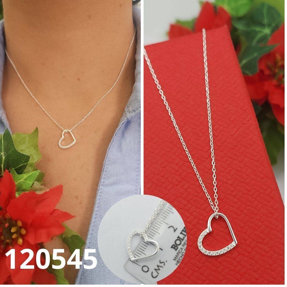 GARGANTILLA DE PLATA 925 CORAZON GRANDE40 A 45CM LARGO