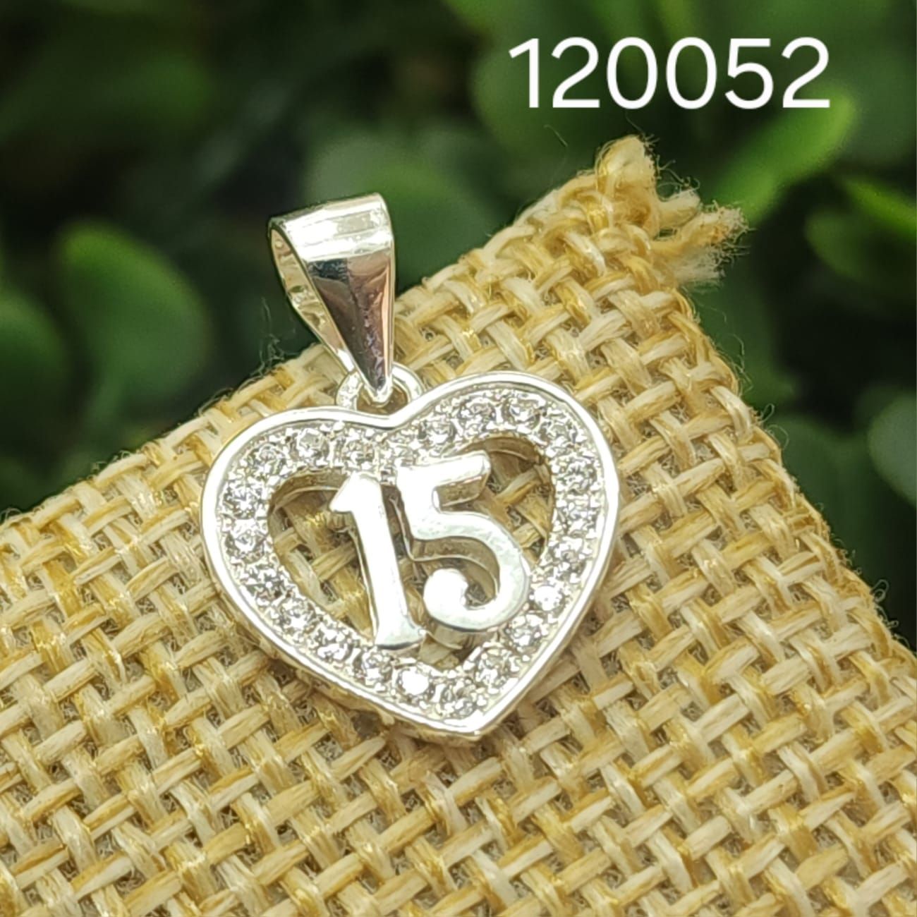 DIJE DE PLATA 925 CORAZON 15 AÑOS 1.3CM