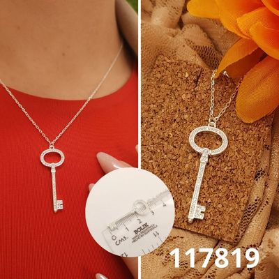 GARGANTILLA DE PLATA 925 LLAVE CIRCONIAS DIJE 3CM 40 A 44CM LARGO GARGANTILLA DE PLATA 925 LLAVE CIRCONIAS DIJE 3CM 40 A 44CM LARGO