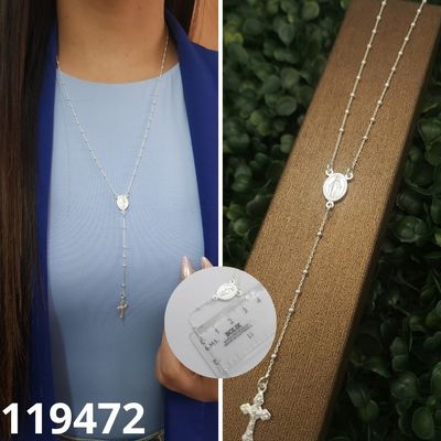 ROSARIO DE PLATA 925 MEDALLA MILAGROSA 60CM LARGO X BOLITAS 2MM ROSARIO DE PLATA 925 MEDALLA MILAGROSA 60CM LARGO X BOLITAS 2MM