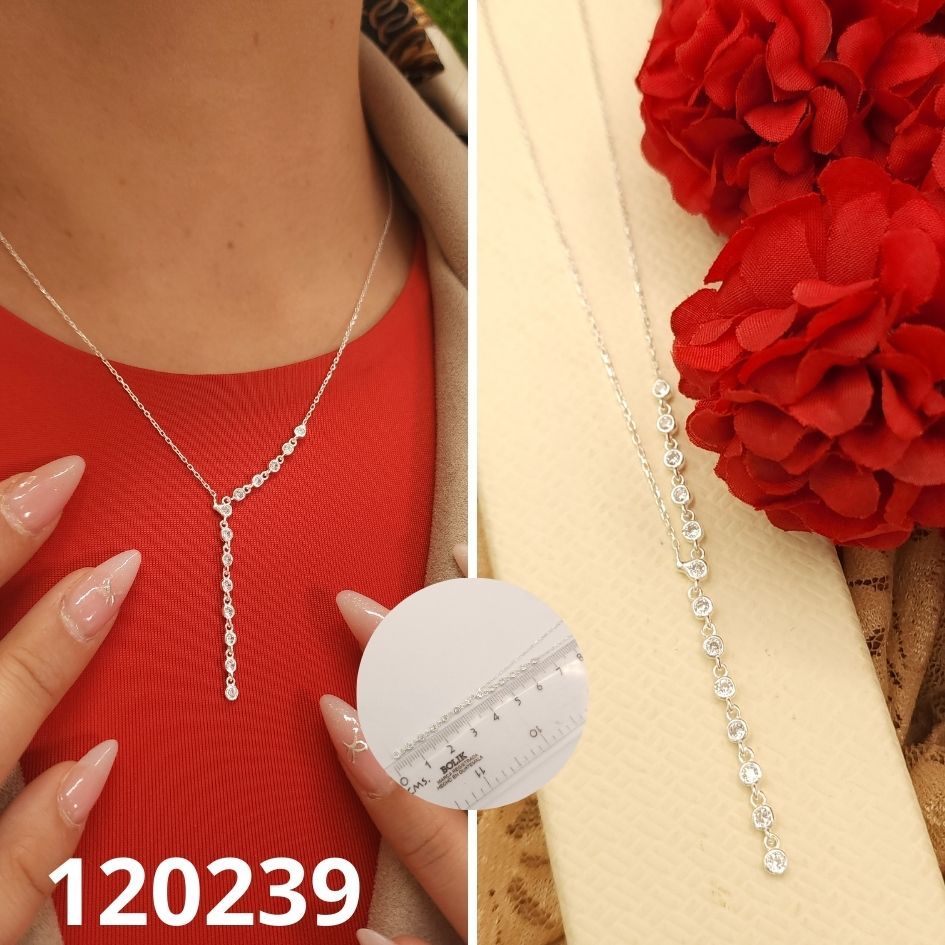 COLLAR DE PLATA 925 PUNTOS DE LUZ 40 A 45CM LARGO