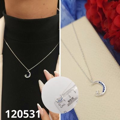 GARGANTILLA DE PLATA 925 LUNA Y ESTRELLA AZUL 40 A 45CM LARGO GARGANTILLA DE PLATA 925 LUNA Y ESTRELLA AZUL 40 A 45CM LARGO